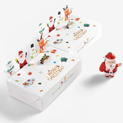 Cartoon Boxes With Lids - 3D Stand Bear Santa Claus Snowman Elk Merry Christmas Candy Boxes Kraft Paper Cookie Boxes for Gift Giving Decorations Party Small Present Box 10pcs