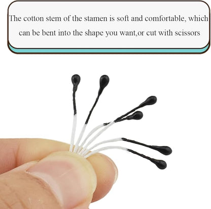 HAHIYO 700 Pcs 3mm Black Pearl Double Head Artificial Flower Pistil with Pearlized Floral Stamen for Flower Making & Decoration