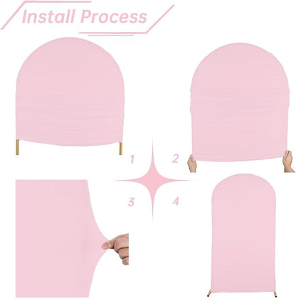 bricia Wedding Arch Backdrop Stand Cover, 6.6FT Double Sided Stretchy Arch Cover Fitted Wedding Birthday Party Banquet Decoration (Pink 79.2''Lx39.6''W)