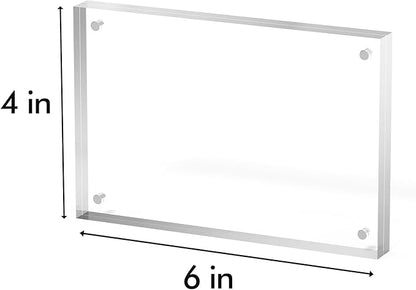 4x6 Acrylic Picture Frame 5 Pack, Clear Freestanding Double Sided Frameless Magnetic Photo Frames, Desktop Display Decor Gift