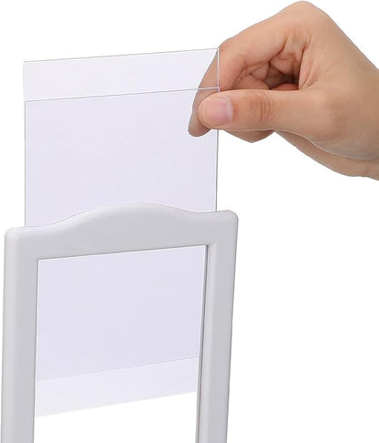NahNah Double Sided Standing Picture Frames - (White, 8 Count) 4x6 Inch, Plastic Pedestal Photo Frame with Inserts and Base - 2 Sided Tabletop Vertical Display Frame for Wedding Table Bridal
