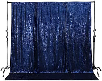 Poise3EHome 7Ft x 7Ft Navy Blue Sequin Backdrop, Glitter Thick Satin Sequin Background Drapes, Sequence Xmas Thanksgiving Backdrop for Wedding Party Holiday Festival Decor
