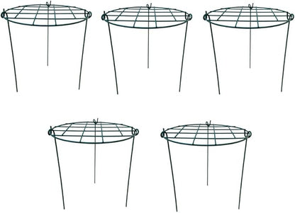 12 x 16 inch Poeny Cage Grow Through Grid Plant Brace Flower Support Rings, Pack of 5 Round Metal Plant Stakes Rings, Strong Large Garden Supports for Flowers, Peonies, Rose, Lily