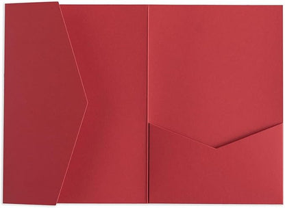 20 PCS Red Tri-fold Laser Cut Wedding Invitation Pockets for 5x7 Wedding Cards Bridal Shower Engagement Quinceanera Invitation