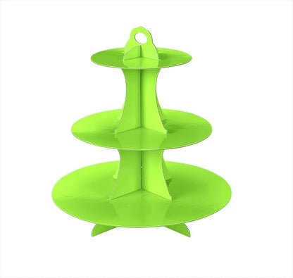 2Pcs 3-Tier Cupcake Stand, Cake Stand holder, Tiered DIY Cupcake Stand Tower for Dessert Table Displays, Birthday Theme Party Favors Decoration, Floral Tea Party, 12" W x 12.8" H, Green