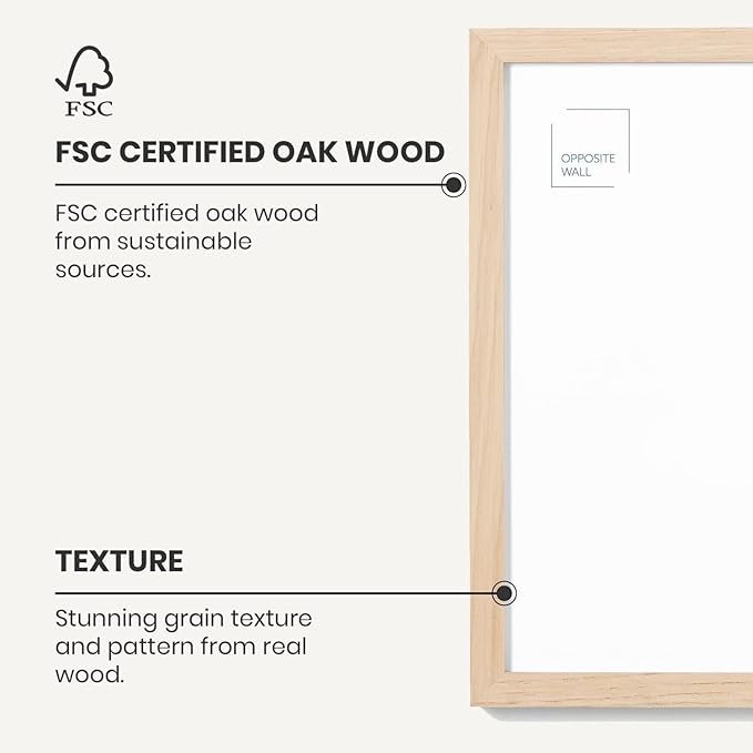 Opposite Wall - 50x70 cm - Natural Oak Wood Picture Frame - Lightweight, Versatile & Shatterproof - Wall Hanging Photo or Poster Frame - 19 3/4 x 27 1/2 in - 2 Pack