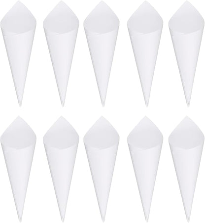 50 Pack Party Confetti Cone Holder - Bouquet Cones Petal Cones Holder with Double-sided Adhesive Tape, Apply to Birthday Party (White)