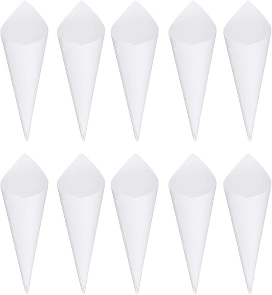 50 Pack Party Confetti Cone Holder - Bouquet Cones Petal Cones Holder with Double-sided Adhesive Tape, Apply to Birthday Party (White)