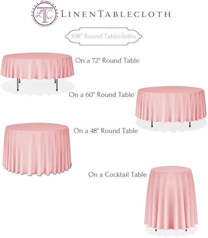 LTC LINENS 10 Pack 108 Inch Round Tablecloths Ivory - Bulk for 48 Inch Round Table Floor Length - Wrinkle Resistant Polyester Fabric Cloth for Wedding