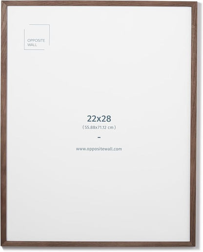 Opposite Wall - 22x28 in - Dark Solid Oak Wood Picture Frame - Lightweight, Versatile & Shatterproof - Wall Hanging Poster or Photo Frame - Wall Decor for Office, Gallery & Home