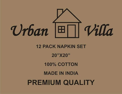 Urban Villa Dinner Napkins Pizza Print Cloth Napkins (Set of 12) Oversized 20x20 Inches 100% Cotton Premium Quality Soft Durable with Mitered Corners Reusable Washable Everyday Use Napkins