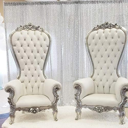 Eternal Beauty Silver Sequin Backdrop, 6x6 Ft Glitter Background Curtains for Shimmer Photography Party Wedding Birthday Back Drop Decor