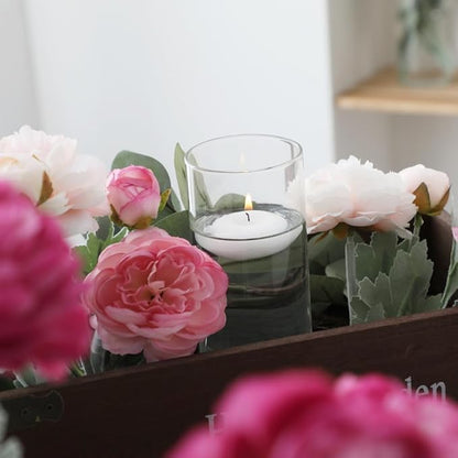 Set of 4 Pcs Glass Cylinder Vases for Centerpieces with 6 Pcs White Floating Candles for Centerpieces Glass Candle Holder for Table Shelf Wedding Party Home Decor (S+M+L+XL)
