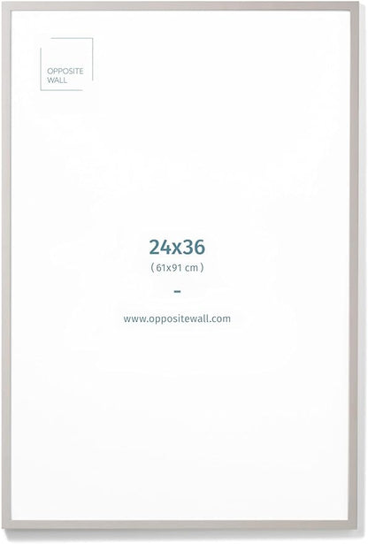 Opposite Wall - 24x36 in - Real Wood Grey Picture Frame - Lightweight, Versatile & Shatterproof - Large Wall Hanging Photo or Poster Frame - Wall Decor for Office, Gallery & Home