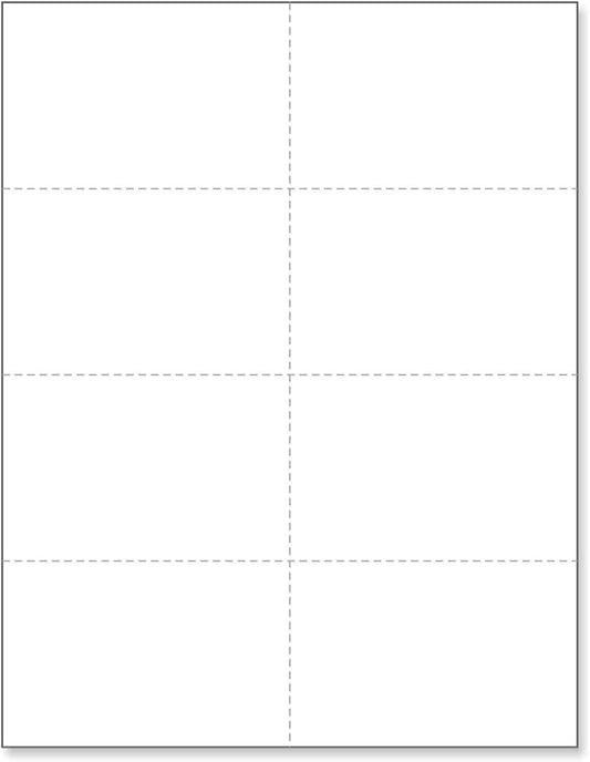 NextDayLabels - Blank Perforated Printable Cardstock, 8 Cards per Sheet, 100# tag - for laser and inkjet printer, 4-1/4" x 2-3/4" Each Card - 800 Cards - Made in the USA