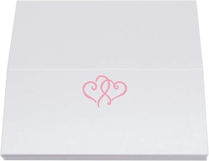 Linked Hearts Place Cards, Pink (Choose Color), Set of 60, Pre-cut and Scored - Wedding, Party, Dinner, and Special Events - Made in the USA