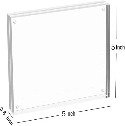 Magicool Premium Acrylic Photo Frame- Magnet Photo Frame -Double Sied Thick Desktop Frames (5x5 2 Pack)