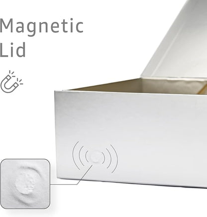 LIFELUM Gift Boxes with Lids,1 Pack 13.85 x 8.35 x 4.45 inch Silver Gift Boxes with Ribbon, Card, Shredded Paper Filler Gift Boxes for Presents,Graduation,Christmas,Birthdays