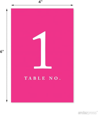 Andaz Press Table Numbers 1-20 on Perforated Paper, Fuchsia, 4x6-inch Single Sided Sign, 1-Set, For Weddings, Graduation