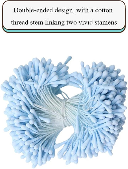 HAHIYO 700Pcs 2mm Light Blue Matte Double Head Flower Stamen Pistil for Flower Making Scrapbook Decoration - Handmade Artificial Flowers Pistil Matt-Like Floral Stamens Flowers Pollen Stamen