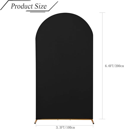 bricia Wedding Arch Backdrop Stand Cover, 6.6FT Double Sided Stretchy Arch Cover Fitted Wedding Birthday Party Banquet Decoration (Black 79.2''Lx39.6''W)