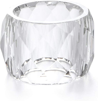 MDLUU 4 Pcs Crystal Napkin Rings, 2.3" Diameter Serviette Buckles, Clear Napkin Holder Rings for Christmas, Thanksgiving, Wedding (Diamond Shaped)