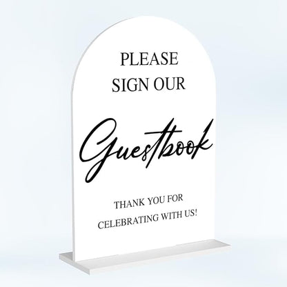 Wedding Guest Book Sign Please Sign Our Guestbook Sign Acrylic Arch Wedding Bridal Shower Baby Shower Welcome Table Signs for Ceremony and Reception Decor 7 x 5 Inches