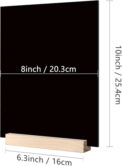 JINMURY 8x10 Inch Black Acrylic Sign with Holder- 6 Pack Blank Black Acrylic Sheets and Wood Stands, DIY Blank Signs for Wedding Party Reception (6 Pack 8 x10 Inch)