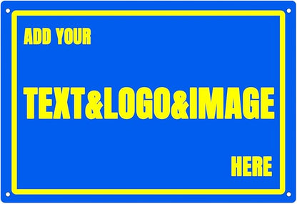 Custom Signs Outdoor Metal Sign - 12 x 8 Customized Personalized Aluminum for Office, Home, Business, Decor, Road Signs, Rust-Proof (Yellow Text Box)