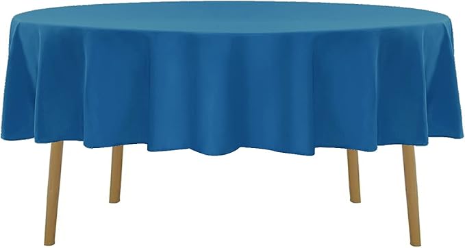 60 inch Round Tablecloth Washable Polyester Table Cloth Decorative Table Cover for Wedding Party Dining Banquet（60 inch,Mediterranean Blue）