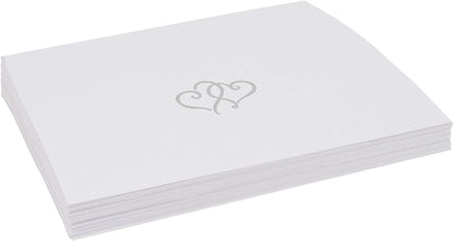 Linked Hearts Place Cards, Silver (Choose Color), Set of 25, Pre-cut and Scored - Wedding, Party, Dinner, and Special Events - Made in the USA