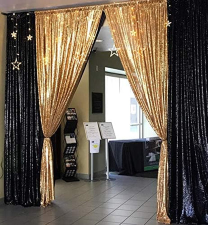 Eternal Beauty Sequin Backdrop Curtains, 2x8 Ft-2 Panels Black Back Drop for Shimmer Photography Party Wedding Birthday Decor