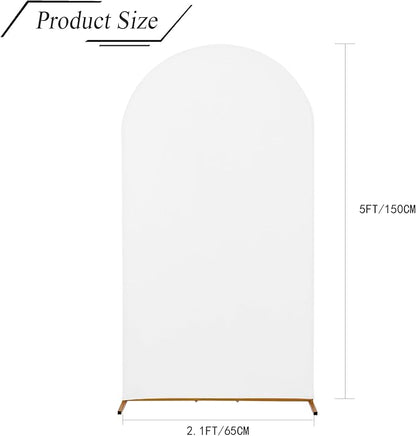 bricia Wedding Arch Backdrop Stand Cover, 5FT Double Sided Stretchy Arch Cover Fitted Wedding Birthday Party Banquet Decoration (White 60''Lx25.2''W)