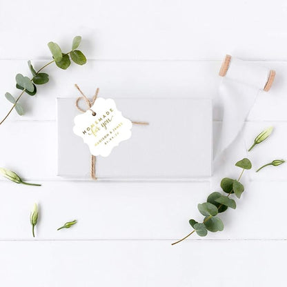 Andaz Press Personalized Fancy Frame Square Wedding Gift Tags, Metallic Gold Ink, Homemade for You, 24-Pack, Custom Made Any Name