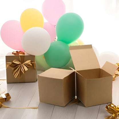 25 Pcs Brown Paper Gift Boxes, Small Candy Boxes Bulk, 4x4x4 inch Gift Box with Lids, Goodie Treat Boxes for Party Favors, Birthday Gifts, Wedding Gifts