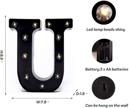 Foaky Black LED Marquee Number Lights Sign Light Up Marquee Number Lights Sign for Night Light Wedding Birthday Party Battery Powered Christmas Lamp Home Bar Decoration