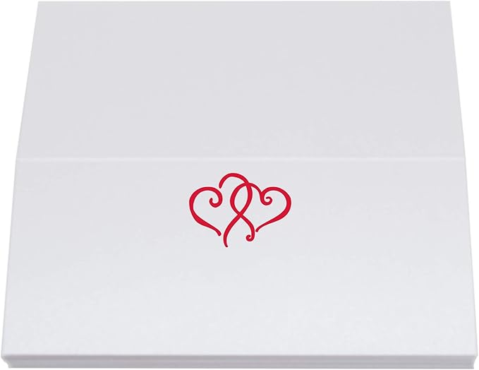Linked Hearts Place Cards, Ruby Red (Choose Color), Set of 60, Pre-cut and Scored - Wedding, Party, Dinner, and Special Events - Made in the USA