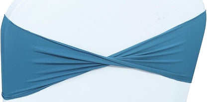 MDS Pack of 150 Spandex Chair Sashes Bows Elastic Stretch Dining Chair Bands Ties Without Slider Buckle Universal fits for Wedding Baby Shower Birthday Party Banquet Event Decoration - Dark Teal