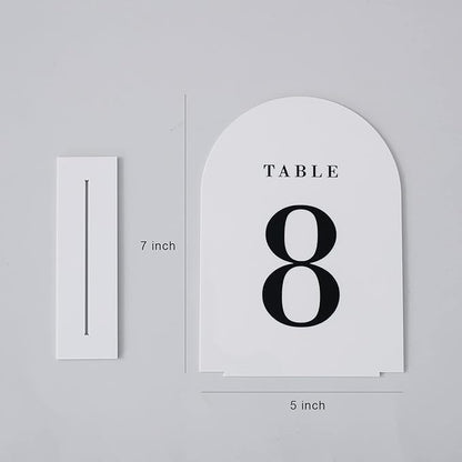UNIQOOO White Arch Wedding Table Numbers with Stands 1-30, 5x7" Acrylic Signs and Holders, Perfect for Centerpiece, Reception, Decoration, Party, Anniversary, Event