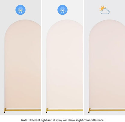 SoarDream Beige Wedding Arch Backdrop Cover 6.6FT Spandex Fitted Beige Wedding Arch Covers Round Top Chiara Arches Backdrop Cover Fabric for Birthday Balloon Party Decoration