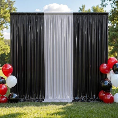 10x10 ft Wrinkle Free Black Sequin Backdrop Curtain for Parties,Thick Not Fall Glitter Wedding Drapes Backdrop,2 Panels 5x10ft Shimmer Photo Wall Back Drop Cloth for Birthday Photography Background
