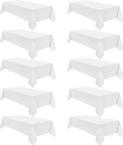 VidaFete Tablecloth 60 * 120inch 10pack Rectangle Table Cloth Polyester, Stain Wrinkle Resistant Dining Table Cover for Kitchen Dinning Party Wedding Rectangular Tabletop Buffet Decoration(White)