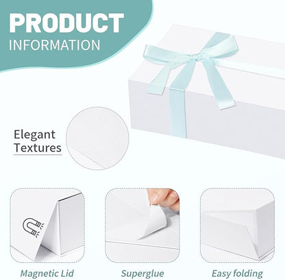 Rinrda 5 Pack Large White Gift Box,13.75"x9"x4.5", Gift Boxes with Magnetic Lids for Presents Closure Gift Packing for Birthday,Christmas, Halloween,Wedding,Bridal Gifts,Mother's Day Gift Packging