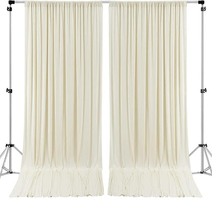 AK TRADING CO. 10 feet x 10 feet IFR Polyester Backdrop Drapes Curtains Panels with 4" Rod Pockets (Rod Not Included) - Wedding Ceremony Party Home Window Decorations - Ivory