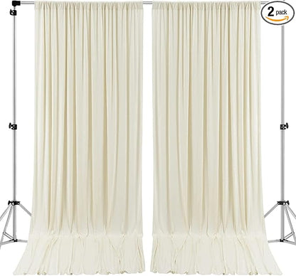 AK TRADING CO. 10 feet Wide x 12 feet Long IFR Polyester Backdrop Drapes Curtains Panels with Rod Pockets - Wedding Ceremony Party Home Window Decorations - (Ivory)