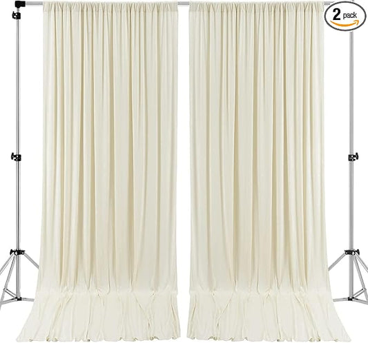 AK TRADING CO. 10 feet Wide x 12 feet Long IFR Polyester Backdrop Drapes Curtains Panels with Rod Pockets - Wedding Ceremony Party Home Window Decorations - (Ivory)