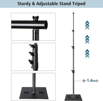 SLOW DOLPHIN Pipe and Drape Photography Backdrop Stand Kit Adjustable Photo Background Stand 10ft x 10ft with Metal Base for Parties Weddings Birthday Party Events Photo Booth(Black)