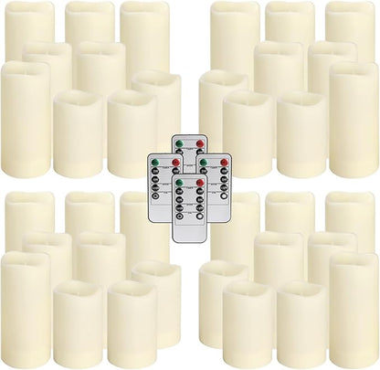 36 Pack Waterproof Flameless LED Candles - Outdoor Battery Operated Candles with Remote & Timer, Realistic Flickering Flame, Safe for Porch, Patio, Weddings, Parties & Home Decor