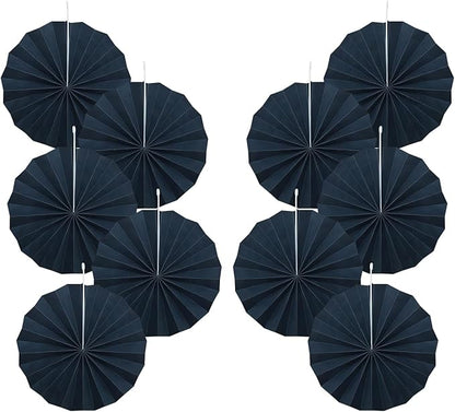 Black Party Decorations,Halloween Decor Events Accessories,Black Birthday Decorations,Anniversary Decorations for Party,Birthday Decorations for Men 8in Hanging Paper Fans 30 Color DIY Set(Black)