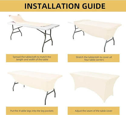 2-Pack 4ft Spandex Table Covers for Rectangular Folding Tables - Wrinkle Resistant Stretch Tight Table Cloths - Ultimate Fitted Table Protector for Parties, Banquet, and Wedding